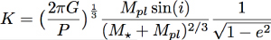 equation for radial velocity half-amplitude