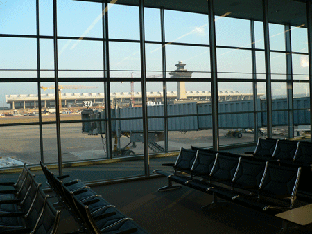 a departure lounge at dulles international