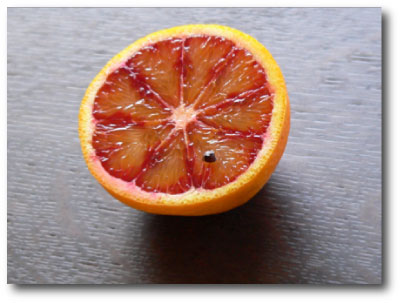peppercorn on a blood orange